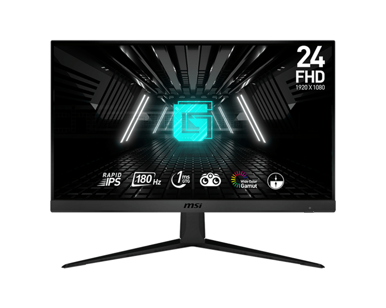 MSI G2412F 23,8" 16:9 FHD(1920x1080) Rapid IPS Flat,1ms(MPRT), 1000:1, 100M:1, 300nit, 178/178, 2xHDMI 2.0b, DP 1.2a, Tilt,VESA,180Hz,Black,1y w-ty