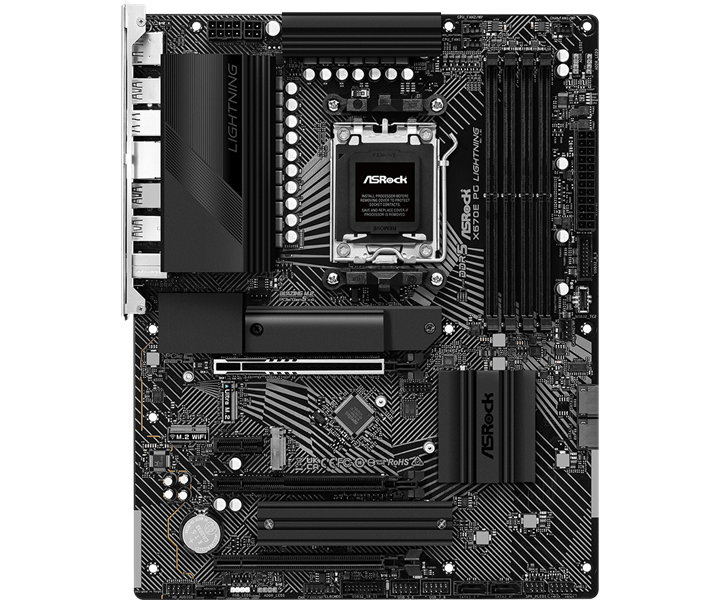 ASROCK X670E PG LIGHTNING, AM5, X670, 4*DDR5, 4*SATA, 4*M.2, 7*USB 3.2, 4*USB 2.0, Type-C, 3*PCIx16, 1*PCIx1, 1*M.2 (Key E), HDMI+DP, ATX