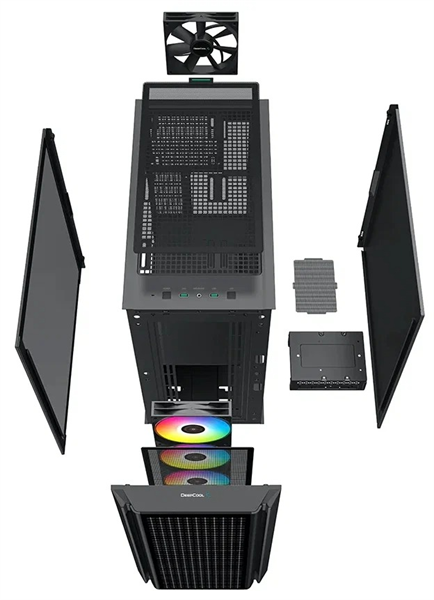 Deepcool CG540 без БП, боковое окно (закаленное стекло), 3xARGB LED 120мм вентилятора спереди и 1x140мм вентилятор сзади, черный, ATX