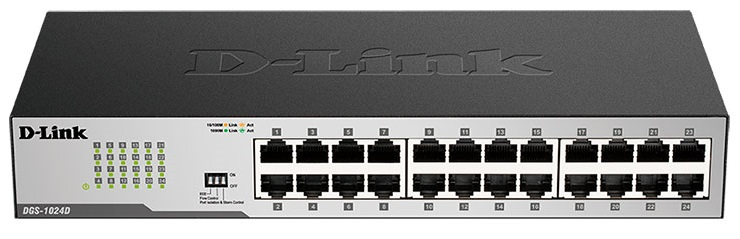 D-Link Неуправляемый коммутатор, 24x1000Base-T, защита от статического электричества до 1 кВ, корпус металл
