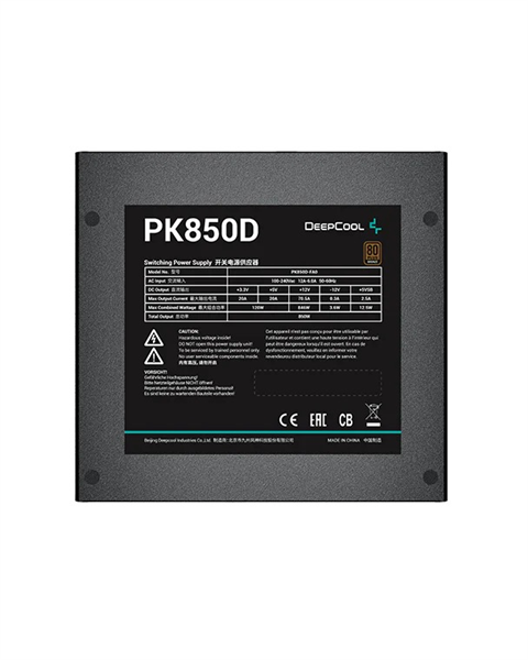 Deepcool PK850D (ATX 2.4, 850W, PWM 120mm fan, Active PFC+DC to DC, 80+ BRONZE) RET