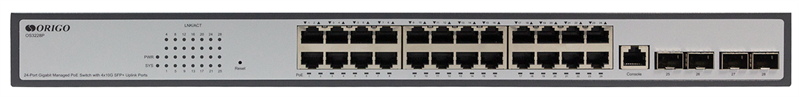 ORIGO Настраиваемый L2 PoE-коммутатор 24x1000Base-T PoE, 4xCombo 1000Base-T/SFP, PoE-бюджет 370 Вт, комплект для установки в 19" стойку