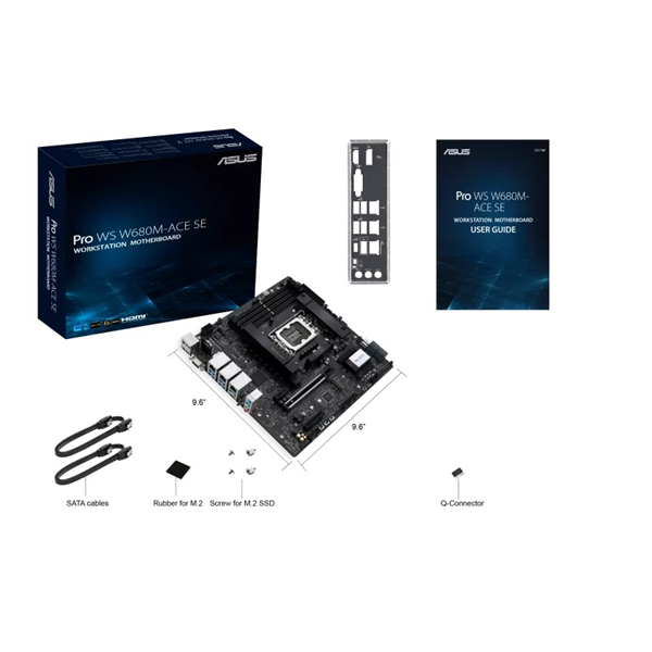 ASUS PRO WS W680M-ACE SE, Intel®LGA1700, 4*DDR5, 8*SATA, 2*M.2, 5*USB 3.2, Type-C, 1*PCIx16, 2*PCIx1, DP+HDMI+VGA, mATX