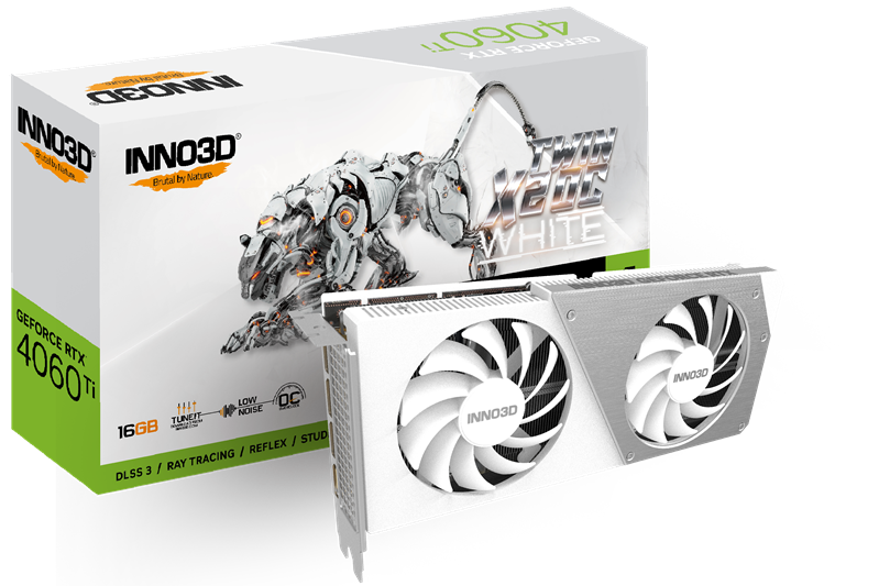 INNO3D RTX 4060 Ti Twin X2 OC WHITE//RTX4060Ti, HDMI, DP*3, 8G,D6