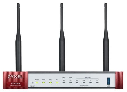 Межсетевой экран Zyxel USG FLEX 100W с подписками на 1 год (AS,AV,CF,IDP, SecuReporter), 2xWAN GE (1xRJ-45 и 1xSFP), 1xOPT GE (LAN/WAN), 3xLAN/DMZ GE, 802.11a/b/g/n/ac (2,4 и 5 ГГц), 1xUSB3.0, AP Cont