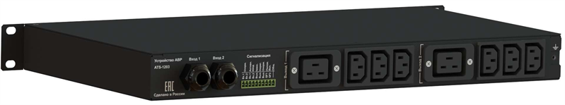 ELEMY ATS, 1U, 220B,32A, Индикация: LED, Мониторинг: WEB, SNMP, Modbus-TCP Дискретные выходы, Вход (2) IEC 309, Выход (2) C19 (6) C13