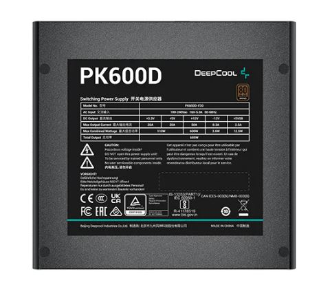 Deepcool PK600D (ATX 2.4, 600W, PWM 120mm fan, Active PFC+DC to DC, 80+ BRONZE) RET