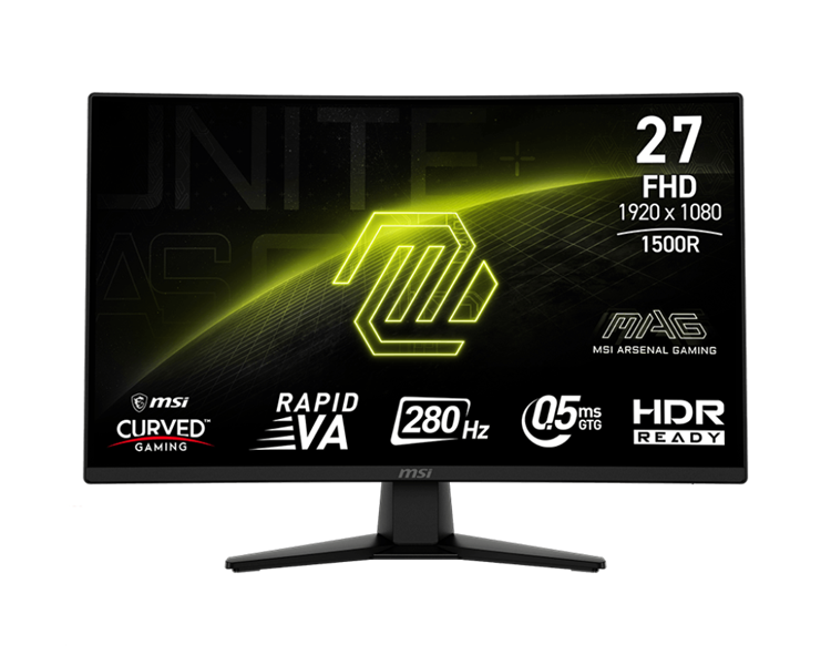 MSI MAG 274CXF 27" 16:9 FHD(1920x1080) VA Curve 1500R,1ms(MPRT),4000:1,100M:1,300nit,178/178,2xHDMI 2.0,1xDP 1.2, Tilt,VESA,280HZ,Black,1y war-ty