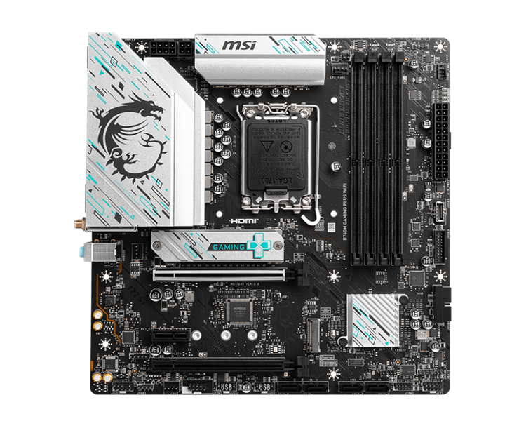 MSI B760M GAMING PLUS WIFI,B760,LGA1700,4DDR5,2PCI-Ex16,1PCI-Ex1,2M.2,4SATA3,2USB3.2 Gen2,7US