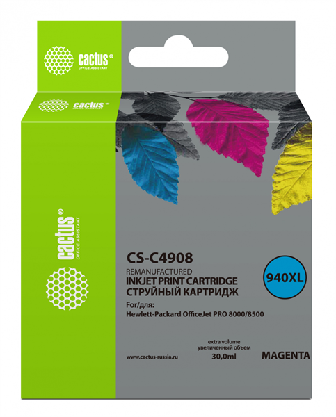 Cactus CS-C4908 №940XL пурпурный (30мл) для HP DJ Pro 8000/8500