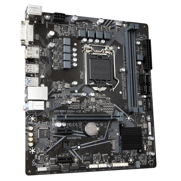 GIGABYTE H510M H V2, LGA1200, H470, 2*DDR4, 4*SATA, 1*M.2, 2*USB 3.2, 4*USB 2.0, 1*PCIx16, 1*PCIx1, D-Sub+HDMI, mATX