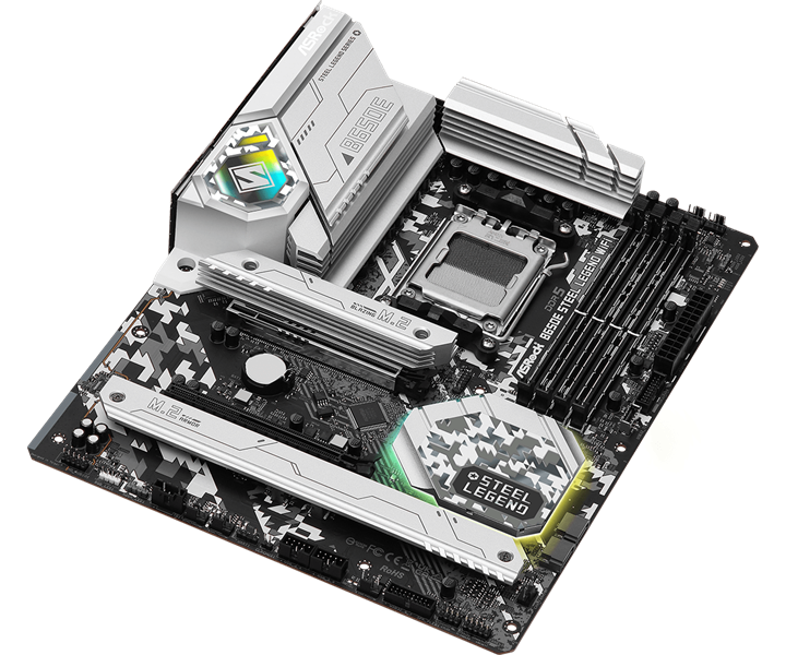 ASROCK B650E STEEL LEGEND WIFI, AM5, B650, 4*DDR5, 2*SATA, 3*M.2, 5*USB 3.2, 2*USB 2.0, Type-C, 2*PCIx16, 1*M.2 (Key E), HDMI+DP, ATX