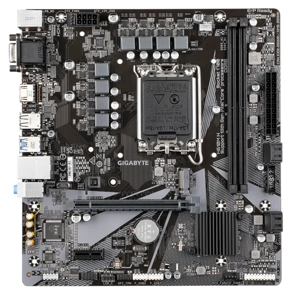 GIGABYTE H610M H, LGA1700, H610, 2*DDR5, 4*SATA, 1*M.2, 2*USB 3.2, 4*USB 2.0, 1*PCIx16, 1*PCIx1, D-Sub+HDMI, mATX