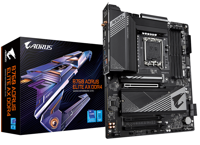 GIGABYTE B760 AORUS ELITE AX DDR4, LGA1700, B760, 4*DDR4, 4*SATA, 3*M.2, 5*USB 3.2, 4*USB 2.0, Type-C, 3*PCIx16, HDMI+DP, ATX