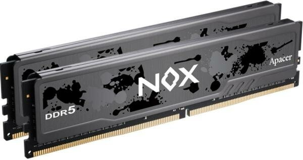 Apacer DDR5 32GB 6000MHz DIMM NOX Black Gaming Memory (PC5-48000) CL40 1.35V (Retail) 2048*8 Kit (2x16GB) Heat Sink (Retail) 3 years (AH5U32G60C512MBAA-2)