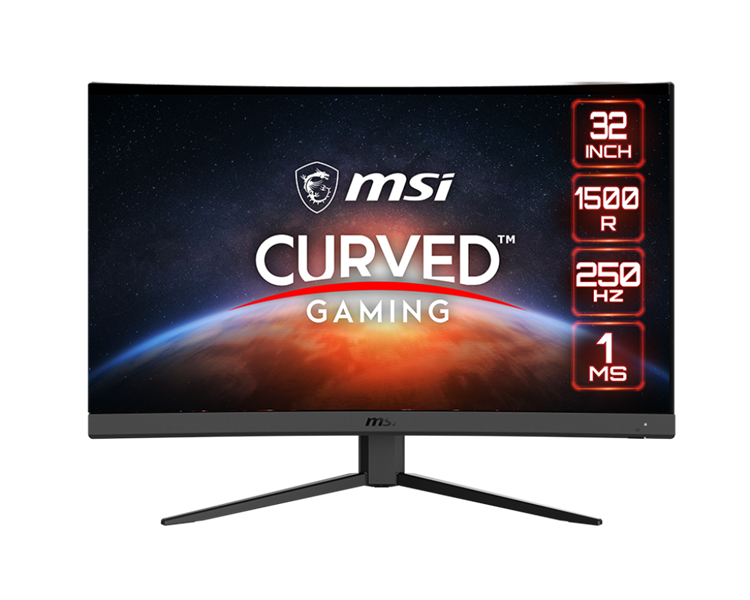 MSI G32C4X 31,5" 16:9 FHD(1920x1080) VA Curve 1500R,1ms(MPRT), 3000:1, 100M:1, 300nit, 178/178, 2xHDMI 2.0b, DP 1.2a, Tilt,VESA,250Hz,Black,1y w-ty