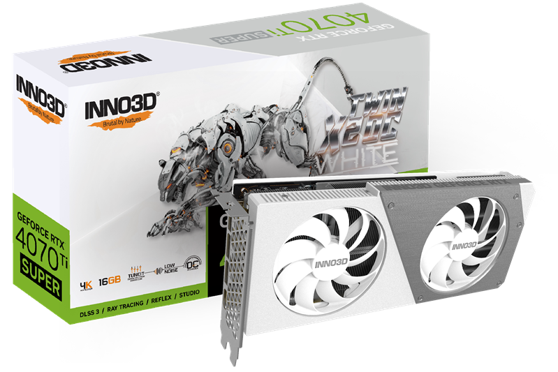 INNO3D RTX 4070 Ti Super Twin X2 OC WHITE//RTX4070Ti Super, HDMI, DP*3, 16G,D6X