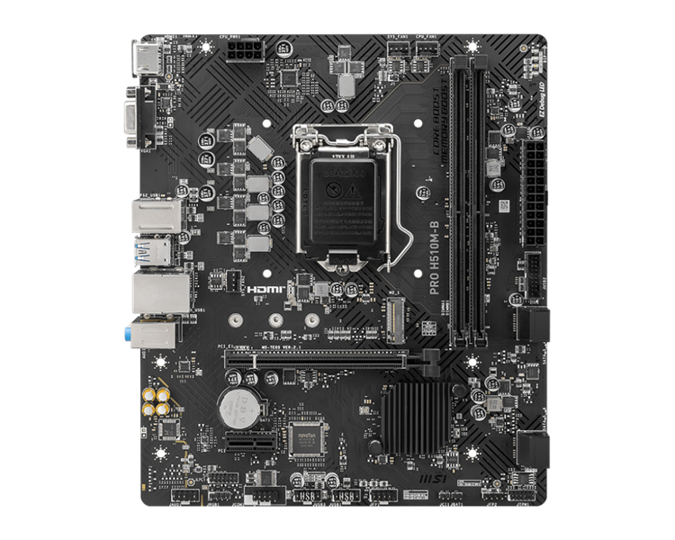MSI PRO H510M-B,H470,LGA1200,2DDR4,1PCI-Ex16,1PCI-Ex1,1M.2,4SATA3,4USB3.2 Gen1,8USB2.0