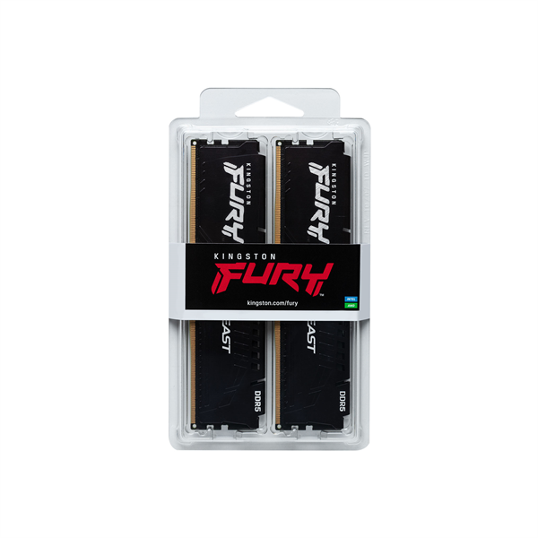 Kingston 64GB 6000MT/s DDR5 CL40 DIMM (Kit of 2) FURY Beast Black XMP