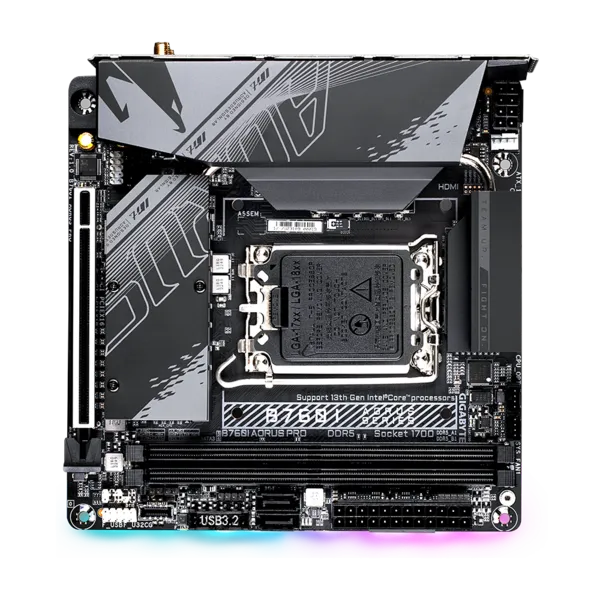 GIGABYTE B760I AORUS PRO, LGA1700, B760, 2*DDR5, 2*SATA, 2*M.2, 5*USB 3.2, 2*USB 2.0, Type-C, 1*PCIx16, HDMI+DP, mITX