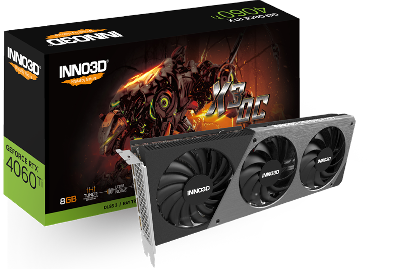 INNO3D RTX 4060 Ti X3 OC//RTX4060Ti, HDMI, DP*3, 8G,D6