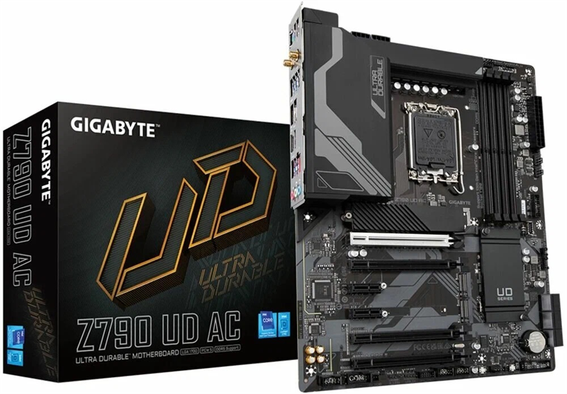 GIGABYTE Z790 UD AX, LGA1700, Z790, 4*DDR5, 6*SATA, 3*M.2, 5*USB 3.2, 4*USB 2.0, Type-C, 3*PCIx16, 2*PCIx1, HDMI+DP, ATX