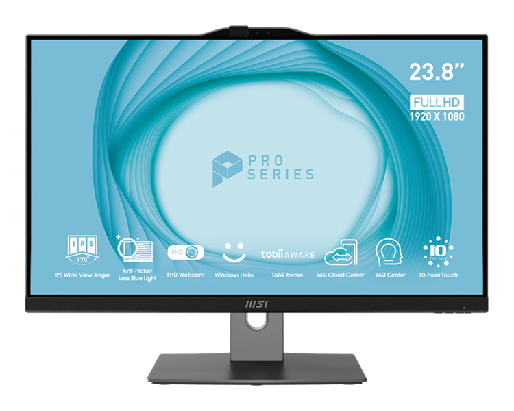 MSI Pro AP243TP 12M AiO 23,8" FHD (1920x1080)IPS AG 10pts Touch, Core i5-12400 (2.5GHz), 16Gb DDR4 (2x8Gb), 512GB SSD, Intel UHD,WiFi,BT,camera,WirelessKB&mouse Eng/Rus,noOS,1y w-ty,Black