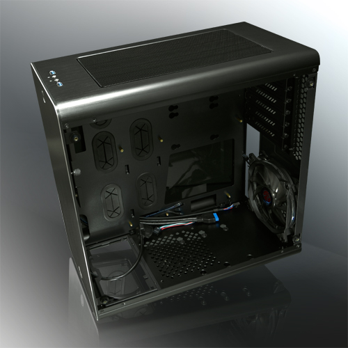Raijintek THETIS BLACK WINDOW (Aluminum, ATX; 3.0mm Tempered glass side panel; 120x120x25 O-type LED fan pre-installed at rear; 2*USB3.0; Supports 3.5 HDD *2 + 2.5 SSD *2 ; 7 PCI slots; Rubber feet de