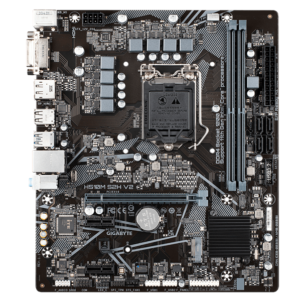 GIGABYTE H510M H V2, LGA1200, H470, 2*DDR4, 4*SATA, 1*M.2, 2*USB 3.2, 4*USB 2.0, 1*PCIx16, 1*PCIx1, D-Sub+HDMI, mATX