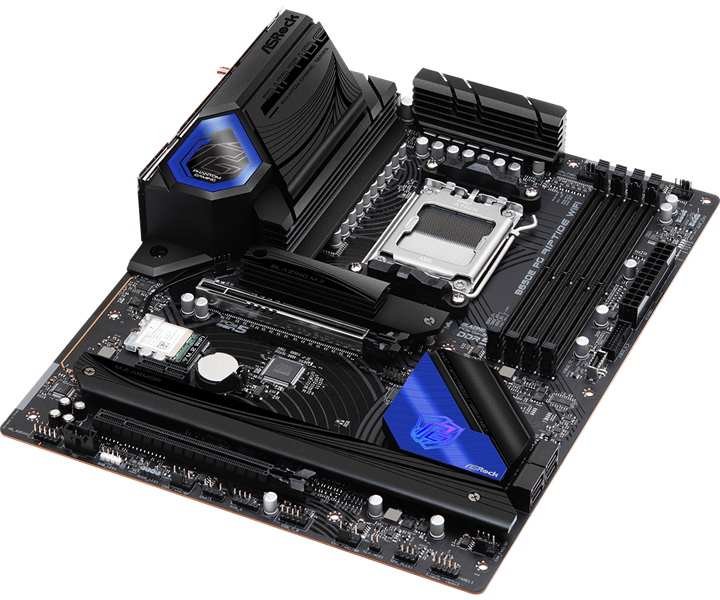 ASROCK B650E PG RIPTIDE WIFI, AM5, B650, 4*DDR5, 4*SATA, 3*M.2, 3*USB 3.2, 6*USB 2.0, Type-C, 2*PCIx16, 1*PCIx1, 1*M.2 (Key E), HDMI+DP, ATX