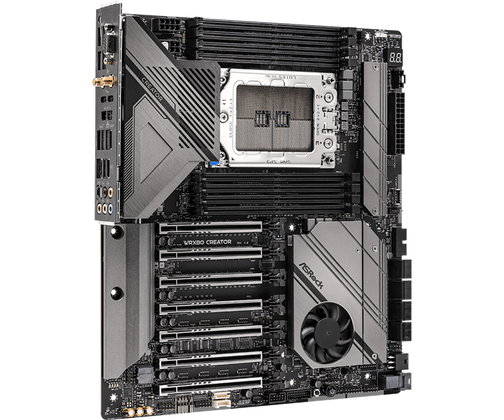 ASROCK WRX80 CREATOR R2.0, AMD WRX80, 8*DDR4, 8*SATA, 2*M.2, 6*USB 3.2, 2*Type-C, 7*PCIx16, D-Sub, 1*M.2 (Key E), EATX