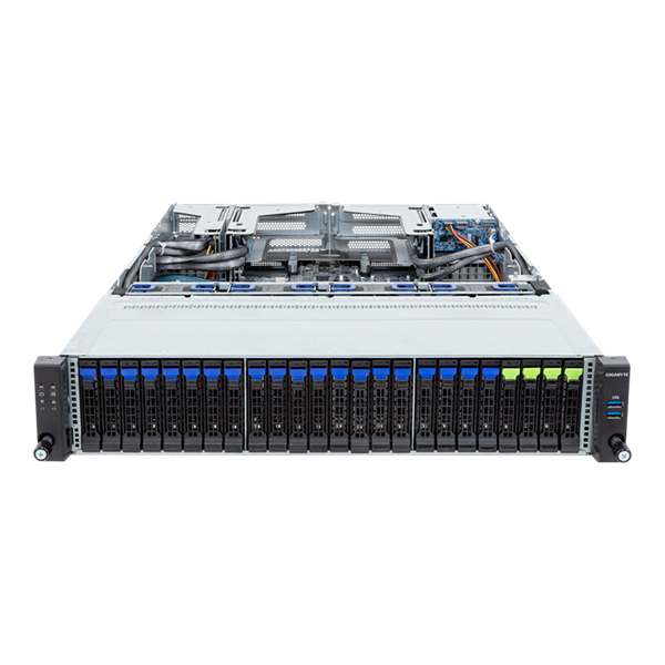 Gigabyte Server Platform R283-S92 2U 2xIntel Xeon Gen5/4/ 32xDDR5 RDIMM/20x2,5" SATA/SAS/4x2,5" SATA/SAS/NVMe/2x2,5" SATA/SAS rear/2x1GbE/2xOCP 3.0/6xFHHL PCIe/2xLP PCIe/2x2000W/Rails