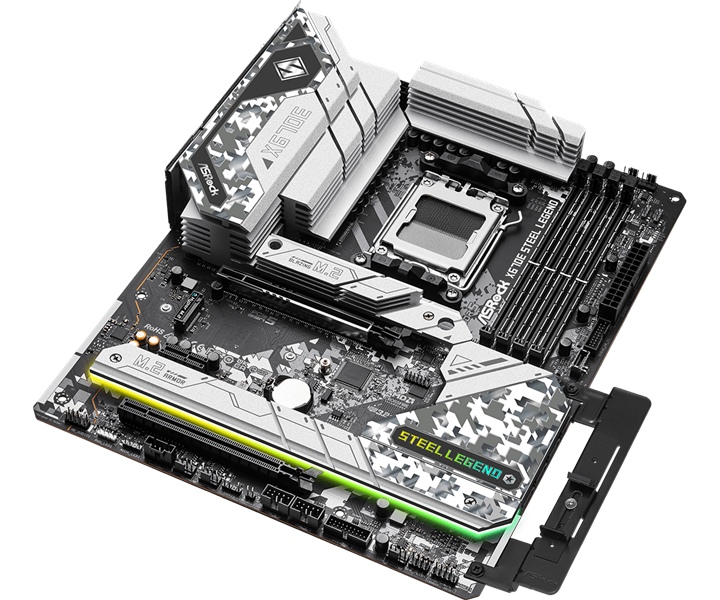 ASROCK X670E STEEL LEGEND, AM5, X670, 4*DDR5, 4*SATA, 4*M.2, 7*USB 3.2, 4*USB 2.0, Type-C, 2*PCIx16, 1*PCIx1, 1*M.2 (Key E), HDMI+DP, ATX