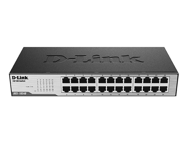 D-Link Неуправляемый коммутатор, 24x100Base-TX, корпус металл