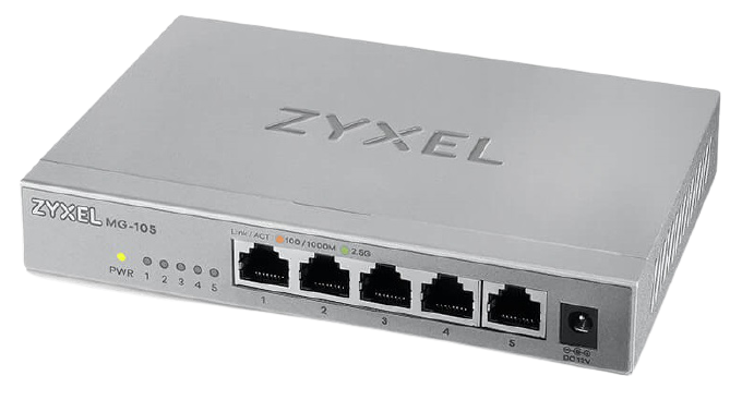 Мультигигабитный коммутатор Zyxel MG-105, 5x1/2,5GE, настольный, бесшумный