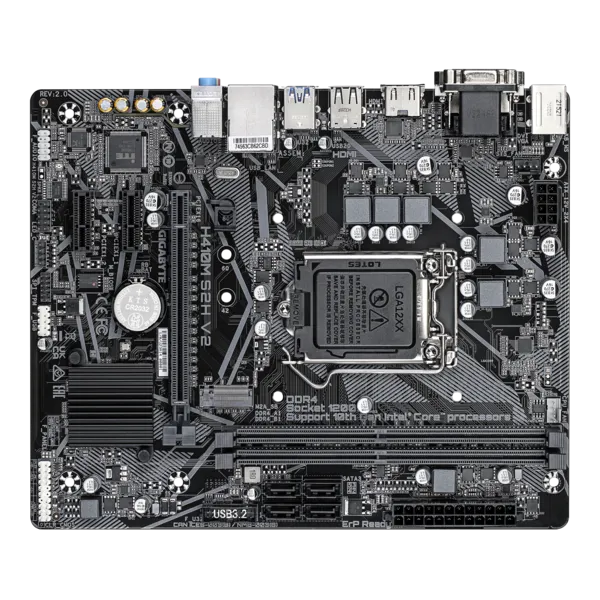 GIGABYTE H410M S2H V2 2.1, LGA1200, Q470, 2*DDR4, 4*SATA, 1*M.2, 2*USB 3.2, 4*USB 2.0, 1*PCIx16, 1*PCIx1, D-Sub+HDMI, Matx