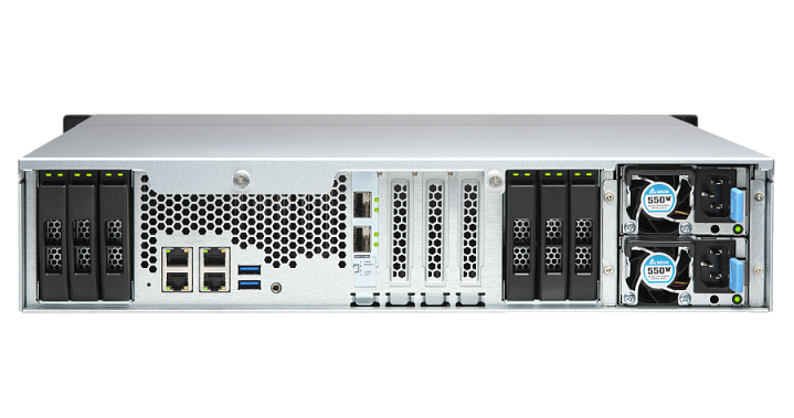 QNAP ENTERPRISE 2U/18bay QC 2,6GhzCPU/32Gb(up128)/upto 274HDD with TL-R1620Sep/SATA(3,5" 2,5")/2xUSB/3xExp.slot/4x2,5Gb 2x10Gb(SFP+)/iSCSI/2xPS/no rail(RAIL-B02)/5YW TS-h1886XU-RP-R2-D1622-32G-EU-RU