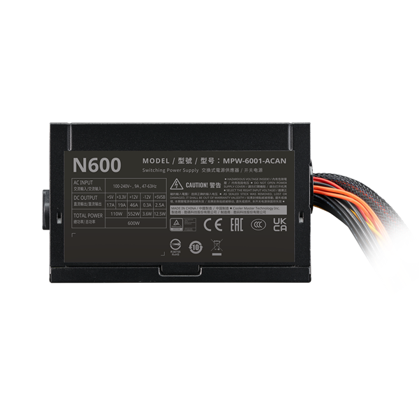 Cooler Master Elite NEX N600, 600W, ATX, 120mm, 5xSATA, 2xPCI-E(6+2), 3xMolex, APFC, EU Cable