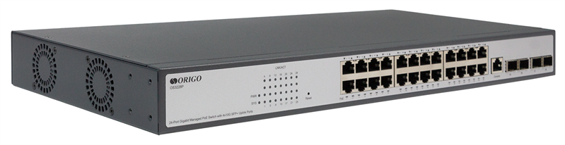 ORIGO Настраиваемый L2 PoE-коммутатор 24x1000Base-T PoE, 4xCombo 1000Base-T/SFP, PoE-бюджет 370 Вт, комплект для установки в 19" стойку