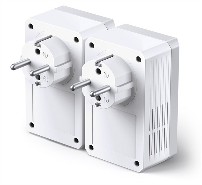 TP-Link TL-PA4010P KIT, AV600 Комплект адаптеров Powerline со встроенной розеткой 2 шт., Powerline до 600 Мбит/с, 1 порт 10/100 Мбит/с, встроенная розетка, подключение к настенной розетке
