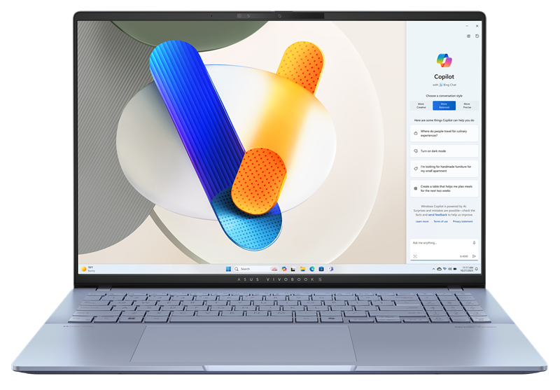 ASUS Vivobook S 16 OLED S5606MA-MX036W Core Ultra 7 155H/LPDDR5X 16GB/1TB M.2 SSD/16.0" 3.2K (3200 x 2000) OLED 120Hz/WIN11 HOME/ Blue/1,5Kg/RU_EN_Keyboard