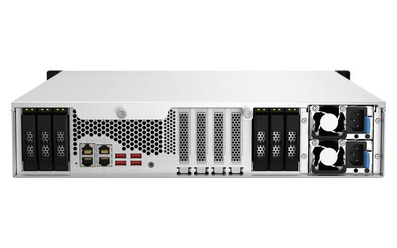 QNAP ENTERPRISE 2U/18bay 6C 2,9GhzCPU/32Gb(upto128Gb)/12 SATA(3,5" 2,5")/6 HDD/SSD SATA(2,5")/4xUSB/3xExp.slot/2x2,5Gb 2x10Gb(BASE-T)/iSCSI/2xPS/no rail(RAIL-B02)/5YW TS-h1887XU-RP-E2336-32G-EU-RU