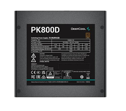Deepcool PK800D (ATX 2.4, 800W, PWM 120mm fan, Active PFC+DC to DC, 80+ BRONZE) RET