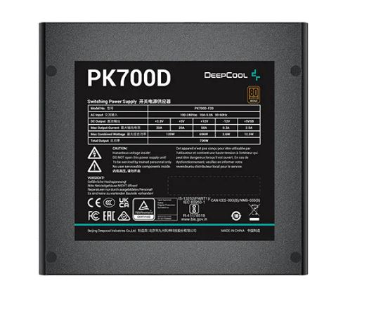 Deepcool PK700D (ATX 2.4, 700W, PWM 120mm fan, Active PFC+DC to DC, 80+ BRONZE) RET