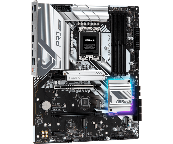 ASROCK Z790 PRO RS, LGA1700, Z790, 4*DDR5, 8*SATA, 4*M.2, 3*USB 3.2, 4*USB 2.0, Type-C, 2*PCIx16, 2*PCIx1, 1*M.2 (Key E), HDMI+DP, ATX