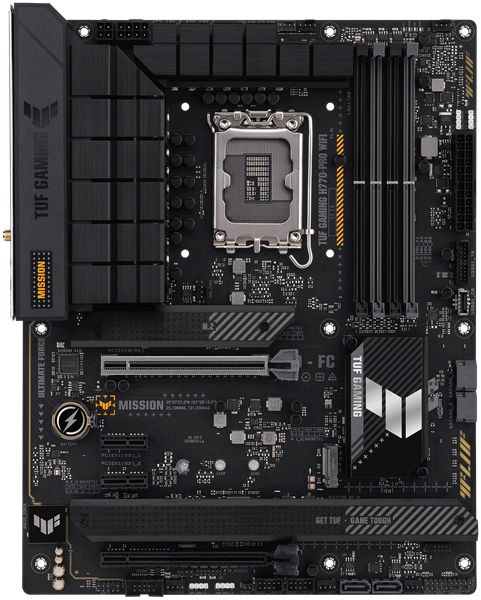 ASUS TUF GAMING H770-PRO WIFI, LGA1700, H770, 4*DDR5, 4*SATA, 4*M.2, 6*USB 3.2, Type-C, 2*PCIx16, 2*PCIx1, DP+HDMI, ATX; 90MB1D50-M1EAY0