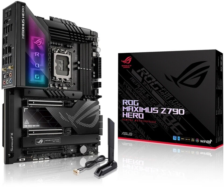 ASUS ROG MAXIMUS Z790 HERO, LGA1700, Z790, 4*DDR5, 6*SATA, 5*M.2, 9*USB 3.2, 2*USB4, Type-C, 3*PCIx16, HDMI, ATX; 90MB1CI0-M0EAY0