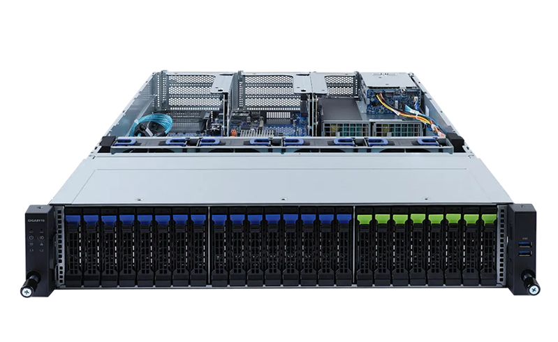 Gigabyte Server Platform R282-N81 2U CPU(2)3rd Gen Xeon/2xHeatsink up to 270W/DIMM(32)/16x2,5''SATA/SAS/8x2,5''SATA/SAS/NVMe/2x2.5"SATA/SAS rear/2x1GbE/6xFHHL,2xLP/2x1600W/Rails 6NR282N81MR