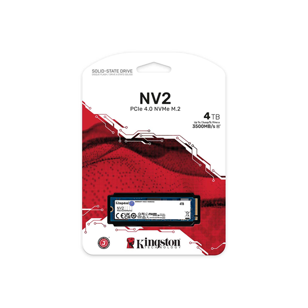Kingston SSD 4TB NV2 M.2 2280 NVMe Gen4x4 R3500/W2800MB/s MTBF 2M 1280TBW Retail 1 year