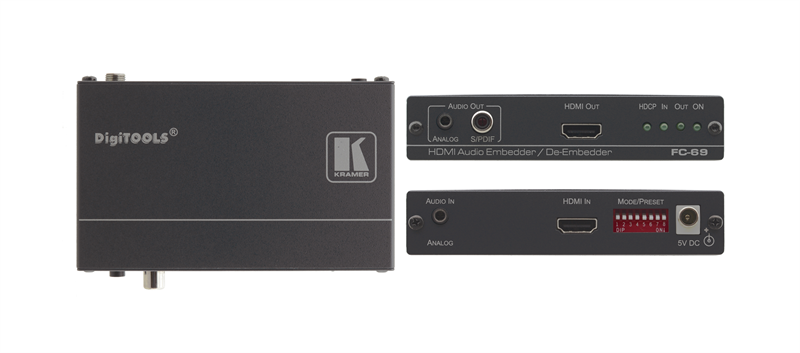 Kramer FC-69 Эмбеддер/де-эмбеддер аудио в/из сигнала HDMI; поддержка 4К60 4:2:0